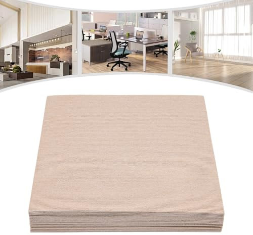 Teppichfliesen Selbstklebend 50 * 50cm, Selbstklebend Rutschfest Teppichboden, Waschbarer Teppich Fliesen Kleber, für Anti-Rutsch Teppich Bodenbelag Wohnzimmer Beige/Kamel, 20 Stück
