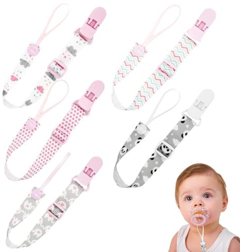 Cadena de 5 piezas para chupete de bebé, cadena de tela para chupete, juego de cadena para chupete