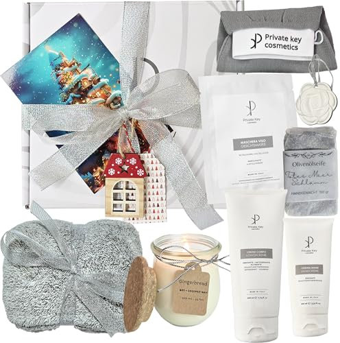 SPA Geschenkset für Frauen, Wellness und Entspannung in Geschenkbox: hochwertige Hautpflegeprodukte, Seife, Duftkerze und Aromastein für Aromatherapie, Geburtstagsgeschenk für Sie, Muttertagsgeschenk