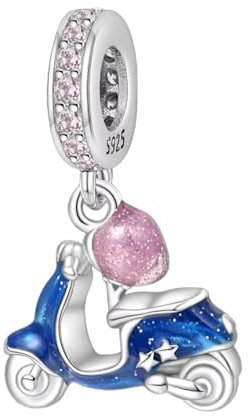 Streetculture Motorroller Roller Scooter Moped Mofa Fahrzeug KFZ Helm - Charm 925 Silber - Bettelarmband Anhänger Schmuck Zubehör Geschenk Sterlingsilber