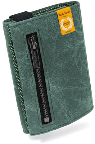 GUGGIARI® Portafoglio Uomo in Pelle di Qualità - Morbido Portafoglio Slim con Porta Carte di Credito, Portamonete e Contanti - Compatto Porta Carte Credito Uomo con Protezione RFID(LAGO)