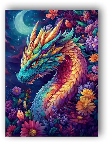 Hoobee 5D DIY Diamond Painting Drachen, Diamond Painting Bilder Tier, Vollbohrer Stickerei Kreuzstich Kunst Handwerk für Zuhause Wanddekoration 30x40cm-88