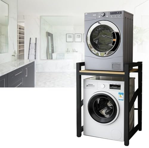 RsxPtyxagoros Washer Dryer Stand Stacking Kits, Height Adjustable Tumble Dryer Stand, Stacking Kit with 400KG Load Capacity for Balcony Laundry, Black