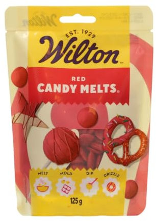 Wilton Candy Melts Rot: Schmelzende Glasur mit Süßem, Cremigem Geschmack zum Gießen, Dippen und Dekorieren - für Cake Pops, Keksen, Pralinen und Kuchen - 125 g