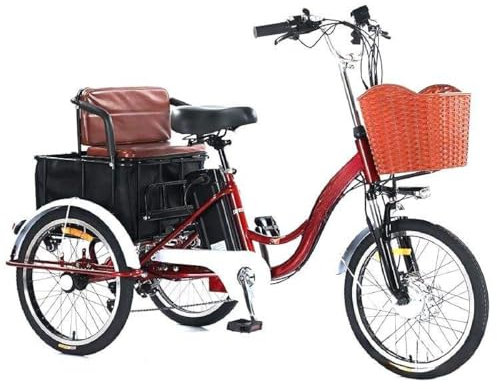 Wasd3Pods 20'' Elektro-Dreirad Für Erwachsene, 7-Gang-Elektro-Trike, 350 W, 48 V, 12 Ah, 3-Rad-Elektrofahrrad, Verstellbarer Sitz (80–92 cm), Reichweite 35–45 Km, Für Einkaufspicknicks,D