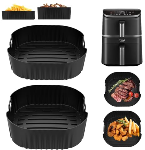 Silicone Mould Hot Air Fryer Accessories Exclusive for Cosori Turbo Tower, Cosori Turbo Tower Pro & Smart 10.8L Double Stack Airfryer, Reusable Air Fryer Silicone Insert (6.5L & 4.3L)