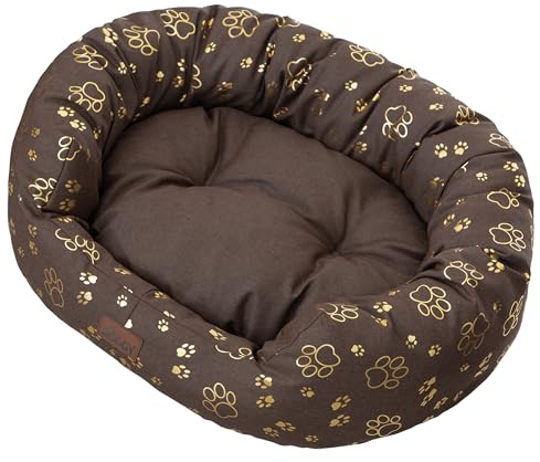 DOGGY Hundebett - Hundekorb für kleine mittelgroße & große Hunde – Bequemes Haustierbett - Hundebox- Hundesofa – Hundekissen - wasserabweisend - XL 94x75 cm - Braun mit Pfoten