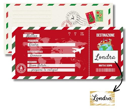 hOmty Biglietto Viaggio Sorpresa Gratta e Vinci Natale | Biglietto Aereo Finto Regalo | Biglietto Regalo Viaggio Sorpresa