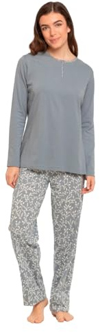TRAMAS+ Pigiama Donna 100% Cotone, Pigiama Donna con Maglietta Manica Lunga e Pantalone Lungo, Pigiami da Donna, Pigiama 2 Pezzi Donna