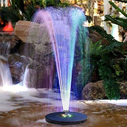 Pompa Solare per Acqua con Pannello Solare da 3 W e Batteria di Backup da 1600 mAh - Fontana Galleggiante con 7 Motivi di Spruzzo e Illuminazione a LED - Pompa Esterna Automatica