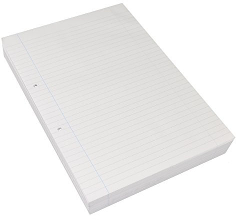 RHINO A4 Loose Leaf Lined Paper, 500 Sheets / 1000 Page, 8mm Lined with Margin Paper, Hole Punched, School & Office Stationery Supplies