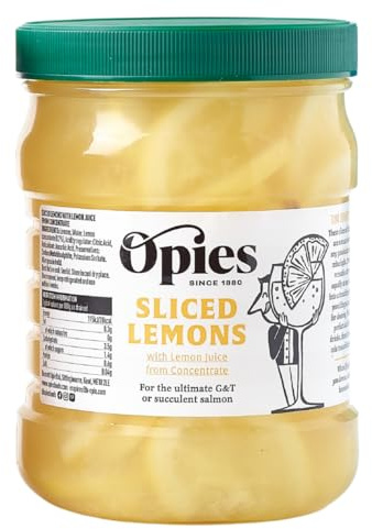 Opies Sliced Lemons in Lemon Concentrate 350g, Conveniently Prepped Lemons | Garnish for cocktails & drinks, desserts & savoury dishes, our zesty lemon slices are ready to use straight from the jar