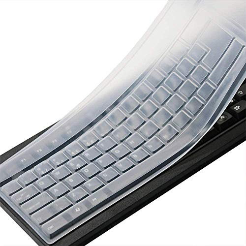 Folox Clear Silicone Keyboard Covers, Waterproof Anti-Dust Keyboard Protector for Desktop PC with Standard Size 108 Keys