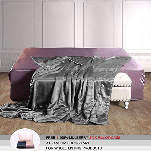 THXSILK Seide Kuscheldecke Grau Sofa Decken, Innen und außen 100% Seide Decke als Sofadecke Couchdecke Wohndecke Weiche & Warme Sofaüberwurf Seidendecke Wohndecken Kuscheldecken 135x180 cm