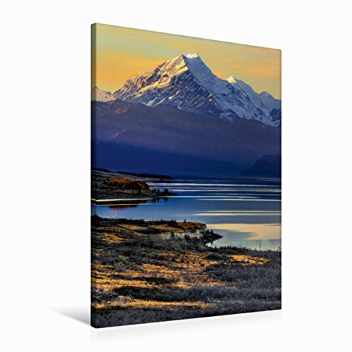 Premium Textil-Leinwand 60 x 90 cm Hoch-Format Abends am Mount Cook, Neuseeland | Wandbild, HD-Bild auf Keilrahmen, Fertigbild auf hochwertigem Vlies, Leinwanddruck von Stefanie Pappon