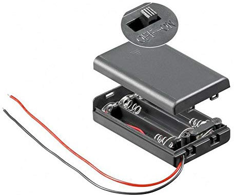 PerfectHD Batteriehalter - AAA Batteriefach - 3X AAA Mignon - mit EIN- und Ausschalter - 1 Stück - schwarz