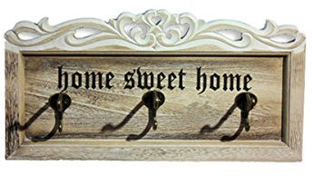 TentHome Hakenleiste Vintage Wandgarderobe Antik Garderobenleiste Landhaus 3/4 Doppelhaken Garderobenhalter Wand (3 Haken)