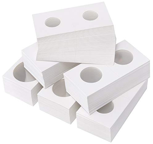 Favourde 300 Pieces Cardboard Coin Holder Flip Mega Assortment, 2 by 2 Inch for Coin Collection (6 Sizes)