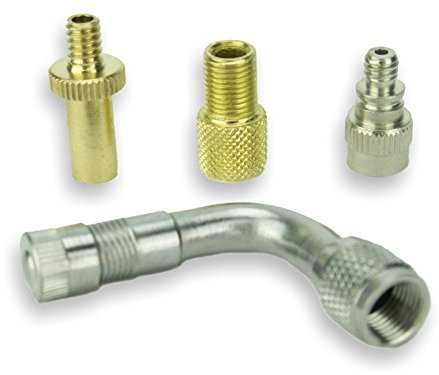 GreVeloro 4er Ventil Adapter Set Autoventil Fahrrad Sclaverand 90° Winkeladapter SV DV AV Dunlop Schrader Presta Blitz-Ventil