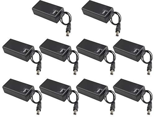 HALJIA 10Pcs 9V Battery Holder Project Box with 2.1mm x 5.5mm DC Plug and On/Off Switch Case Cover Compatible with CCTV, DIY, Arduinos, motors, solenoids, LED strips
