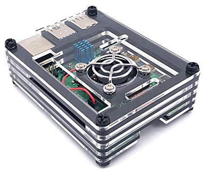 Digitalkey Case for Raspberry Pi 4 Acrylic with Cooling Fan and Heat Sinks