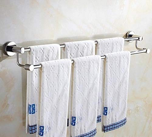 Vis de porte-serviettes double fixée au mur, support de serviette de bain en acier inoxydable SUS 304, antirouille, réflexion de miroir de tige de serviette pour salle de bain, longue 60 cm