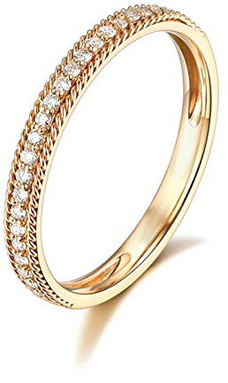 Daesar Damen Ringe 18K Gold Schmal Rund Diamant 0.21ct Verlobung Gold Ringe Große 60 (19.1)