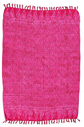 STONE art & more Bali Sarong, Pareo, mit Kokosnussschnalle, Batikmuster in pink, 100% Viskose, Premium Qualität