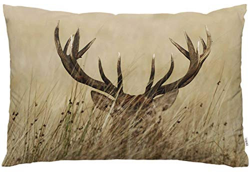 EKOBLA Kissenbezug mit Hirschgeweih, Elchhorn, afrikanisches Safari, wilde, exotische Natur, Dekoration, Lendenwirbelkissen, Kissen für Sofa, Couch, Bett, Standardgröße, 50,8 x 76,2 cm