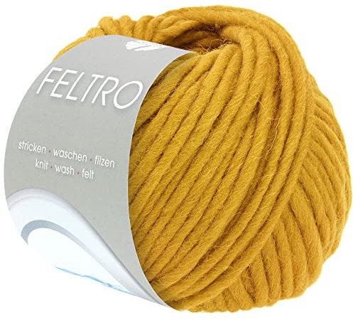 LANA GROSSA Feltro | Filzgarn für Kreativhandwerk, vielseitig, hochwertige Wolle zum Nass- und Trockenfilzen | Handstrickgarn aus 100% Schurwolle | 50g Wolle zum Stricken & Häkeln | 50m FB 93