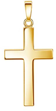 JEVELION Kreuz-Anhänger 585 Gold 14 Karat / 8 K in Hochglanz poliertes Goldkreuz für Damen und Herren als Kettenanhänger + Schmuck-Etui und Zertifikat