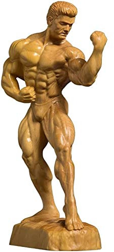 YQLKD Figuren Dekorationenfitness Mann Skulptur Holzfiguren Bodybuilding Muskel Männliche Statue Wohnkultur
