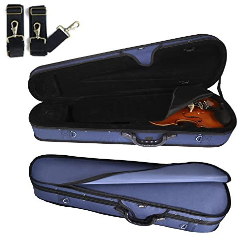 ADM 4/4 Full Size Violine Hard Case Basic Professional Dreiecksform Rucksack, Super Light Suspension, Blau