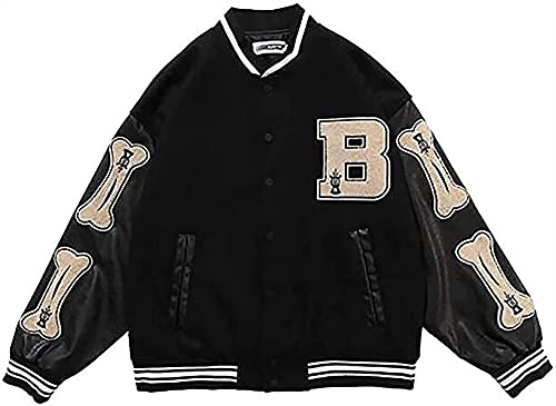 XUEBIN Herren Leichte Jacke Baseballjacke Herren College Jacke Sportjacke American Football Jacke - Herbst Sommer Herrenjacke (Color : Black, Size : XL)