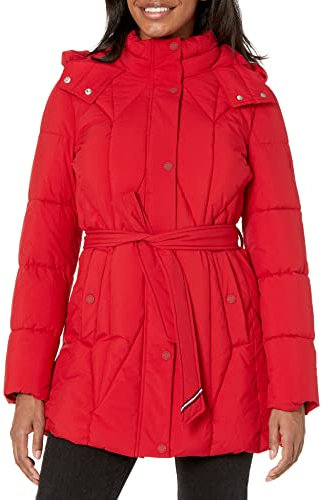 Tommy Hilfiger Damen Mid-Length Down Parka Puffer Pufferjacke, Purpur, M