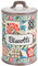 Baroni Home Barattolo Da Cucina Ceramica Decorata Linea Cementine, Barattolo Biscotti Chiusura Ermetica, 11x11x17 cm