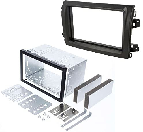 Audioproject A462 - Autoradio Radioblende Set Doppel DIN kompatibel für FIAT Ducato Serie 8 ab 2021 - Metall Einbauschacht Auto-Radio Blende schwarz