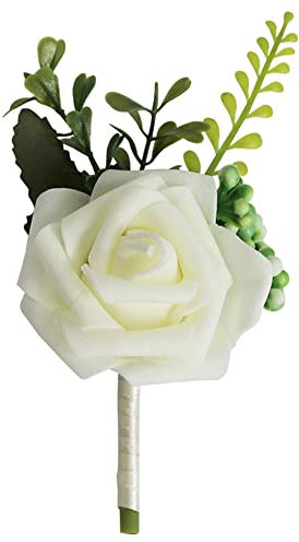Wambere 2 Stück Boutonniere,Hochzeit Boutonniere Blumen,Hochzeit Zubehör Künstliche RosenAnsteckblume Bräutigam Hochzeitsanstecker mit Clip für Braut Brautjungfer Gäste Herren Damen Party,Creme
