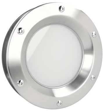 MLS Bullauge B1000, Bullauge für Türen, aus Rostfreiem Edelstahl, VSG-Sicherheitsglas, Passend für 40 mm Starke Türen, Beidseitig Sichtbare Befestigungsschrauben, 350 mm Durchmesser, Mattes Glas