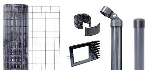 Alberts 669072 Fix-Clip Pro als Zaun-Komplettset, zum Einbetonieren | verschiedene Längen und Höhen - wahlweise in verschiedenen Farben | anthrazit | Höhe 102 cm | Länge 100 m