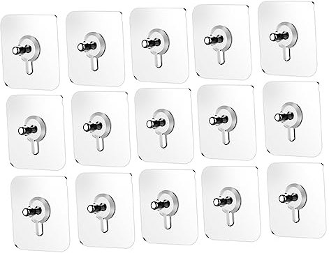 SOESFOUFU 15pièces Auto-adhésifs Traceless Avec Tige à Vis Fixations Murales Pour Photos Et Ustensiles De Cuisine Résistants à Eau Chaleur
