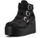 LUCKY STEP Stivaletti con Plateau per Donna - Punta Tonda Cerniera Zeppa Tacco Suola Spessa Fibbia (Strass nero, 6US-37EU-4UK)