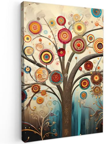 MuchoWow© Leinwände 60x90 cm Wall Decoration Bilder Schlafzimmer Deko Pictures Canvas Painting Wanddekoration Wohnzimmer Baum - Baum des Lebens - Farbe