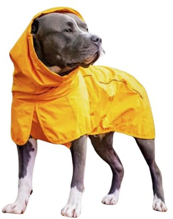 Spark Paws Hunderegenmantel, wasserdichte Winddichte Regenjacke, für kleine, mittlere, große und extra große Hunde, reflektierend, atmungsaktiv, mit vollständigem Körperschutz - Mustard Yellow - 2XL