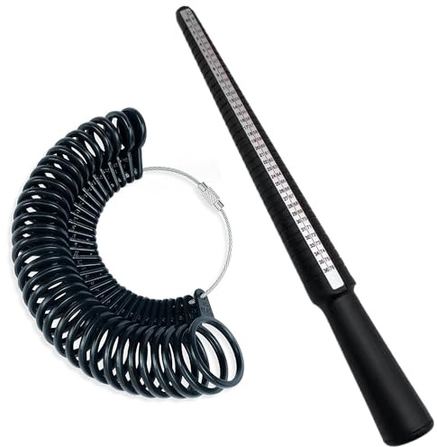 2 Piezas Medidor Anillos, Dedo Ring Sizer Indicador, Dedo Mandril Calibrador, Medida de la Joyería Conjunto de Herramientas de Joyería, Dedo Ring Sizer para Medir Tamaño Dedos