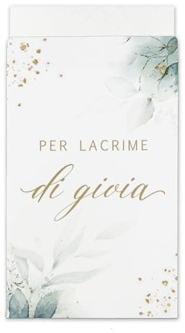 GEBETTER Sacchetti Fazzoletti Matrimonio per Lacrime di Gioia, Buste Porta Fazzoletti Solo per Lacrime di Gioia Matrimonio, Foglia Verde Elegante, Decorazione Matrimoio Regalo (50pz)