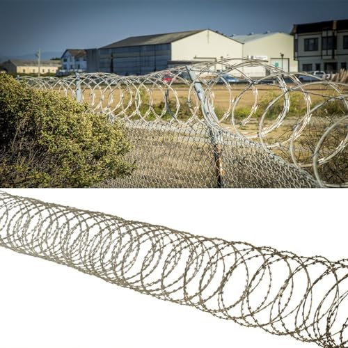Alambre para Concertina Alambres de púas 10 20 40 60 80 100 m, rollos de alambre de púas para la parte superior de la pared / jardín de esgrima, doble espiral de púas de alambre de cinta galvanizado c