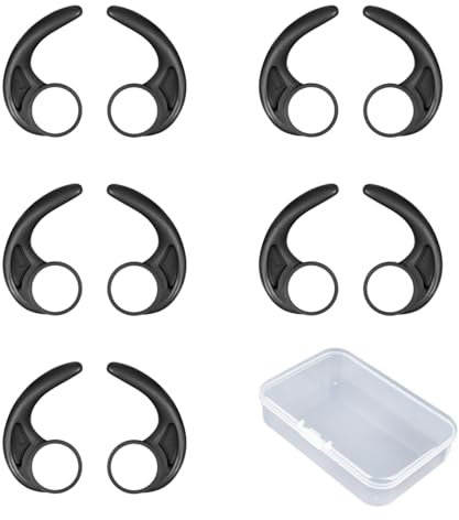 5 pares de ganchos para los oídos, 1 caja de almacenamiento, gancho de silicona para la oreja, gancho para la oreja negro, gancho para la oreja deportivo, gancho anticaída