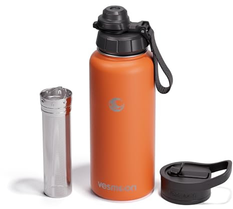 Vesmoon Vessence Tea Infuser Bottle - 32 Oz Insulated Loose Leaf & Fruit Infuser Bottle | Leak Proof with FlowSip Lid