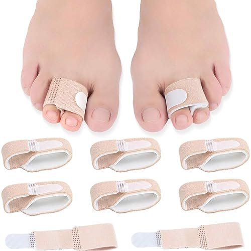 AFCJLTO Corrector de Dedo Martillo, 8 pcs Férulas de Pie para Corregir Dedos Fracturados, Torcidos y Superpuestos, Incluye Vendajes Acolchados para Mayor Comodidad, ¡Mejora la Apariencia de tus Pies!